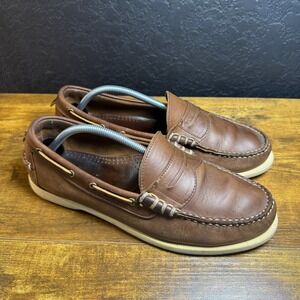 Allen Edmonds Kirkwood Brown Leather Penny‎ Loafers Boat Shoes Men's Size 10.5
